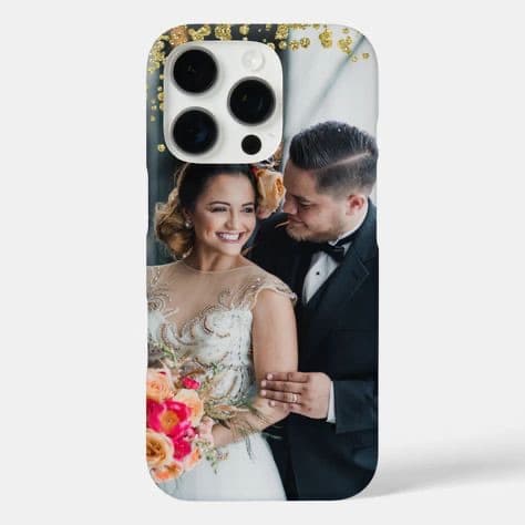 Custom phone case printed with a wedding photo
