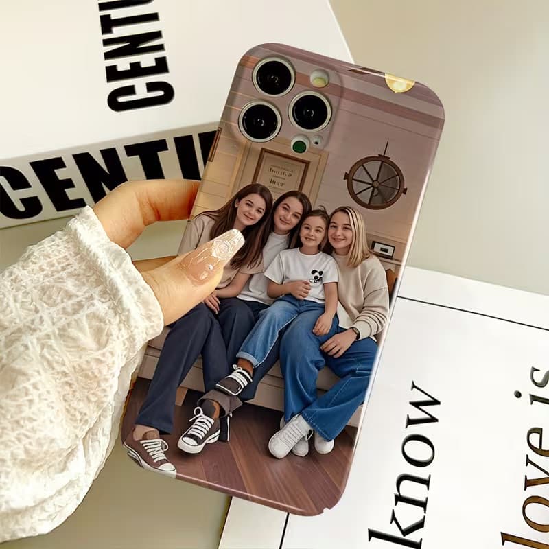 Custom phone case printed with a family photo